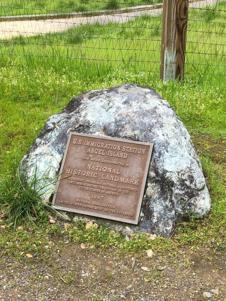 Bronze Plaque on a Rock noting the National Historic Landmark of Angel Island US Immigration Station